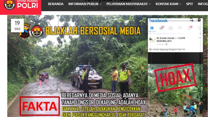 Cek Fakta Liputan6.com menelusuri informasi longsor Grobogan Jateng