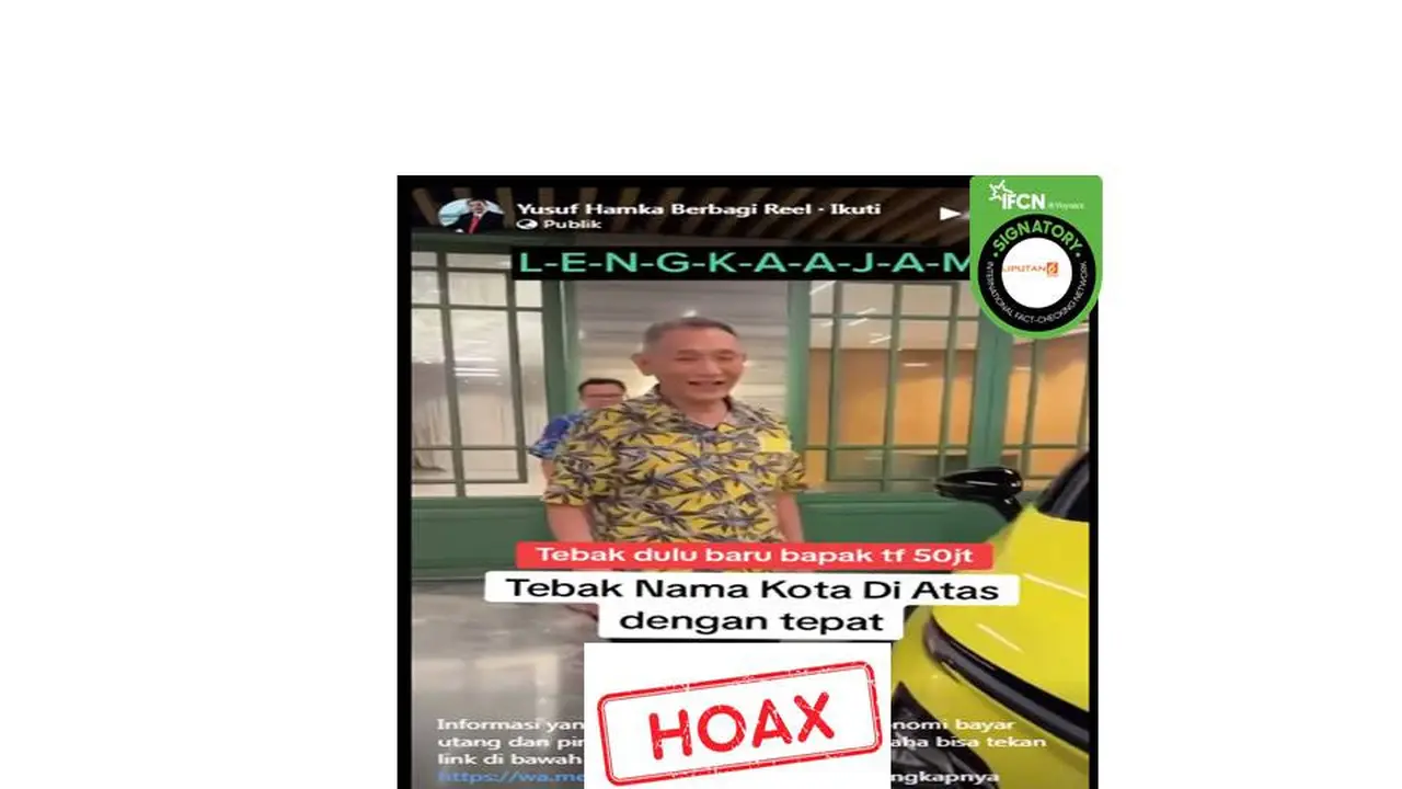 Cek Fakta Jusuf Hamka bagikan Rp 50 juta dengan tebak nama kota di Facebook