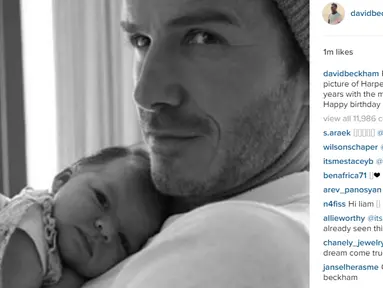 David Beckham saat bersama putrinya Harper (Foto/Instagram)