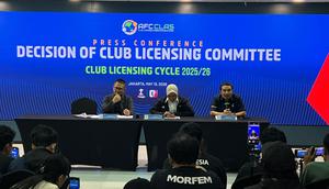 Konferensi pers keputusan Club Licensing Comitte I.League 2025/2026 di kantor I.League, Jakarta, Rabu (13/5/2026). (Bola.com/Hery Kurniawan).