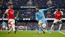 Hasil imbang ini membuat The Citizen tertahan di posisi tiga dengan 64 poin dari 29 laga atau selisih satu poin dari Arsenal yang berada di tempat kedua klasemen sementara Liga Inggris 2023/2024. (AP Photo/Dave Thompson)