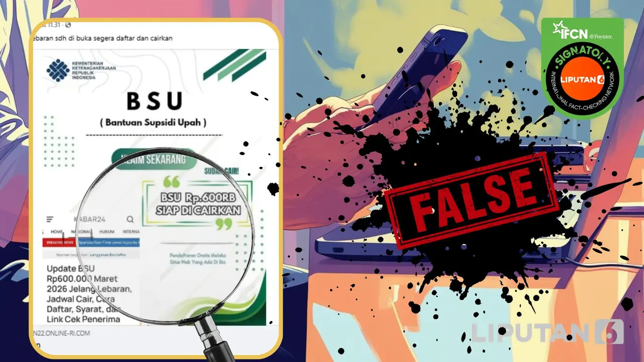Tangkapan layar Cek Fakta Liputan6.com mendapati klaim link pendaftaran BSU jelang Lebaran