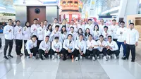 Tim bulutangkis Indonesia yang berangkat ke Qingdao untuk mengikuti Badminton Asia Mixed Team Championship 2025, Sabtu (8/2/2025). (dok. PBSI)