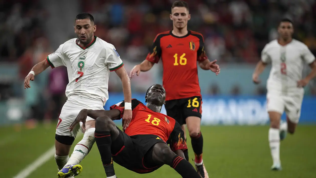 Foto: Aksi Menawan Para Pemain Maroko Bikin Sisa-sisa Generasi Emas Belgia Tak Berkutik di Piala Dunia 2022