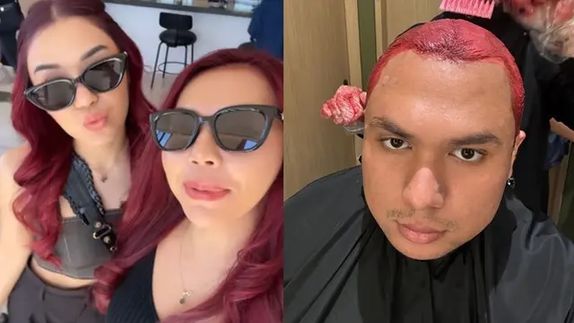 Potret Keanu, Awkarin, Lula Lahfah, Risya Brabo Kompak dengan Rambut  Merah