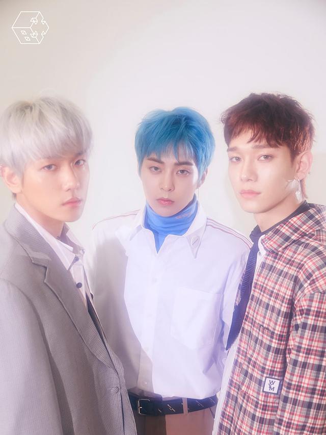 EXO CBX beranggotakan (dari kiri) Baekhyun, Xiumin, dan Chen. (SM Entertainment via Soompi)