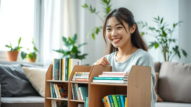 cara membuat rak buku dari kardus