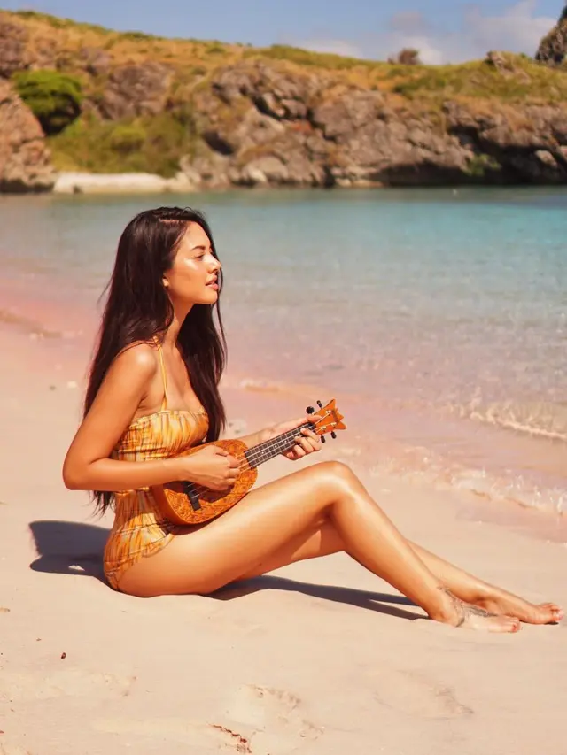 7 Gaya Aurelie Moeremans saat Main Ukulele, Cantik Bertalenta