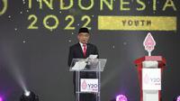 Menko PMK Muhadjir Effendy saat memberikan sambutan pada 'Pertemuan Puncak KTT Youth 20' di Hotel Intercontinental Bandung, Jawa Barat pada Jumat, 22 Juli 2022. (Dok Kemenko PMK RI)