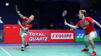 Kevin Sanjaya/Marcus Gideon beraksi di French Open 2019. (PBSI)