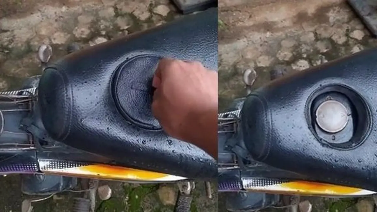 Pria Ini Buat Lubang Jok Motor untuk Mudahkan Isi Bensin.