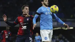 Napoli akhirnya kembali ke jalur kemenangan di Serie A usai mengalahkan Cagliari dengan skor 2-1. (Alessandro Garofalo/LaPresse via AP)