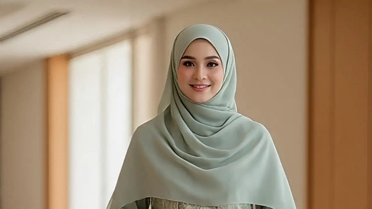 Model Gamis Brokat Warna Sage Terbaru
