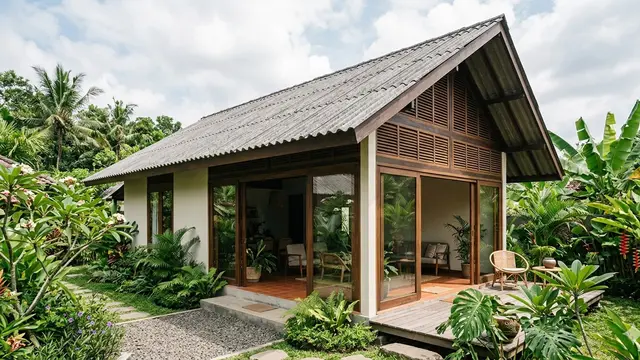 Model Rumah Minimalis Atap Asbes dengan Jendela Besar (Foto: Gemini AI)