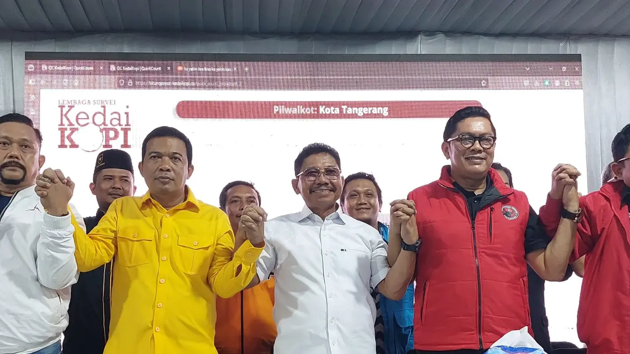 Pasangan calon Wali Kota dan Wakil Wali Kota Tangerang, Sachrudin-Maryono Hasan, unggul berdasarkan hitung cepat versi KedaiKOPI