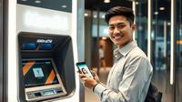 cara mengambil uang di atm mandiri tanpa kartu ©Ilustrasi dibuat AI