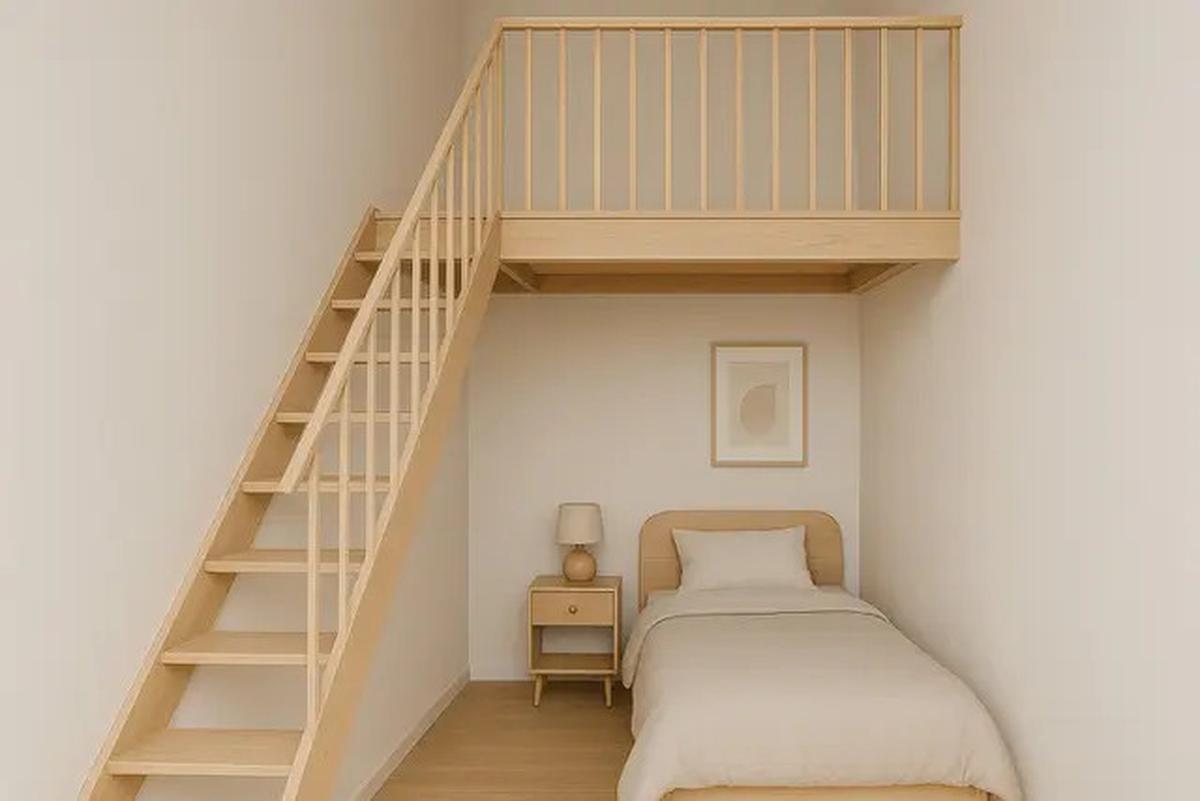 Desain Tangga untuk Kamar Mezzanine yang Unik dan Tampak Estetik