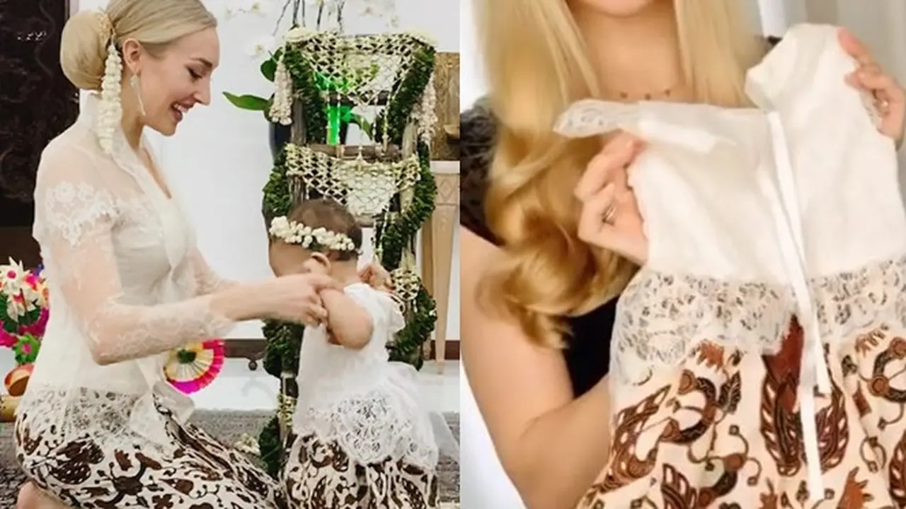 Curi Perhatian di Acara Tedak Siten, Ini 6 Momen Varsha Strauss Jahit Sendiri Kebaya Putrinya