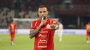 Selebrasi Pemain Persija Jakarta, Gustavo Almeida usai mencetak gol ke gawang Persis Solo pada laga pekan ke-30 BRI Super League musim ini di Stadion Utama Gelora Bung Karno (SUGBK), Jakarta, Senin (27/04/2026) malam WIB. (Bola.com/Abdul Aziz)