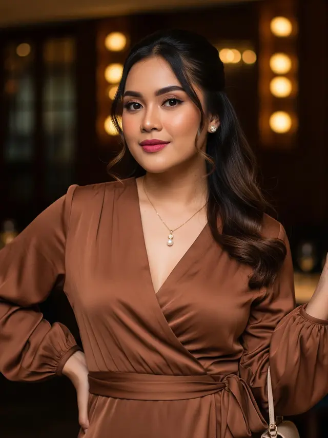 Model Dress Coklat Mahogany yang Elegan