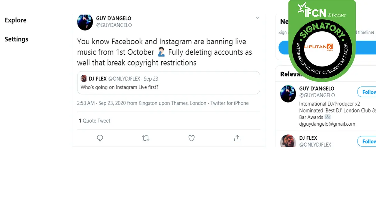 Hoaks Facebook larang live musik