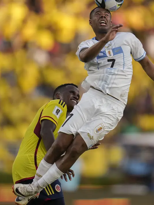 Uruguay bermain imbang 2-2 melawan tuan rumah Kolombia. (AP Photo/Fernando Vergara)