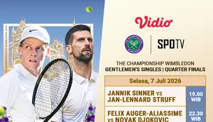 Siaran Langsung Quarterfinal - ATP Wimbledon 2026: Duel Strategi Petenis Elite di Vidio