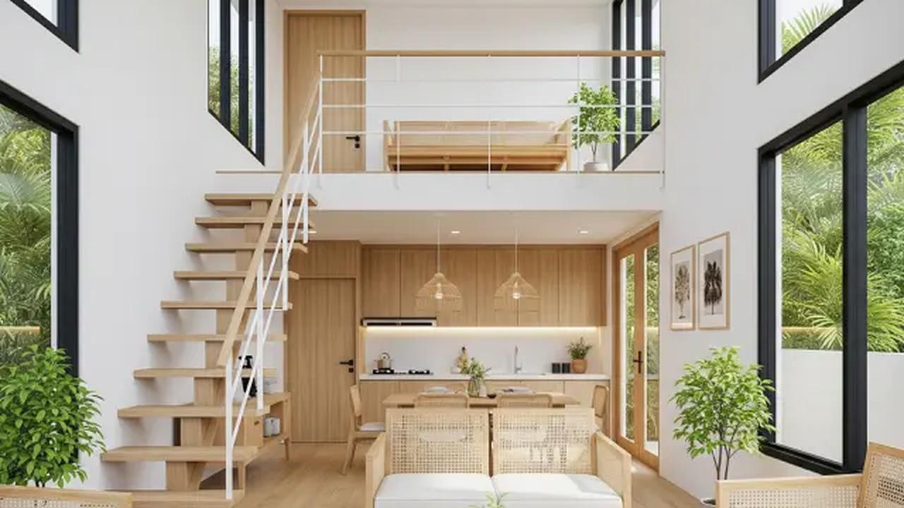 Mezzanine dengan Konsep Tropis/Inspirasi Interior Rumah Mezzanine Terbuka dan Lega (Sumber: gemini.com)