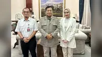 Potret Dahnil Anzar dan Muna Soraya Putri menemui Menteri Pertahanan RI, Prabowo Subianto sebelum menikah. (Sumber: Instagram @dahnil_anzar_simanjuntak & @dok.nay)