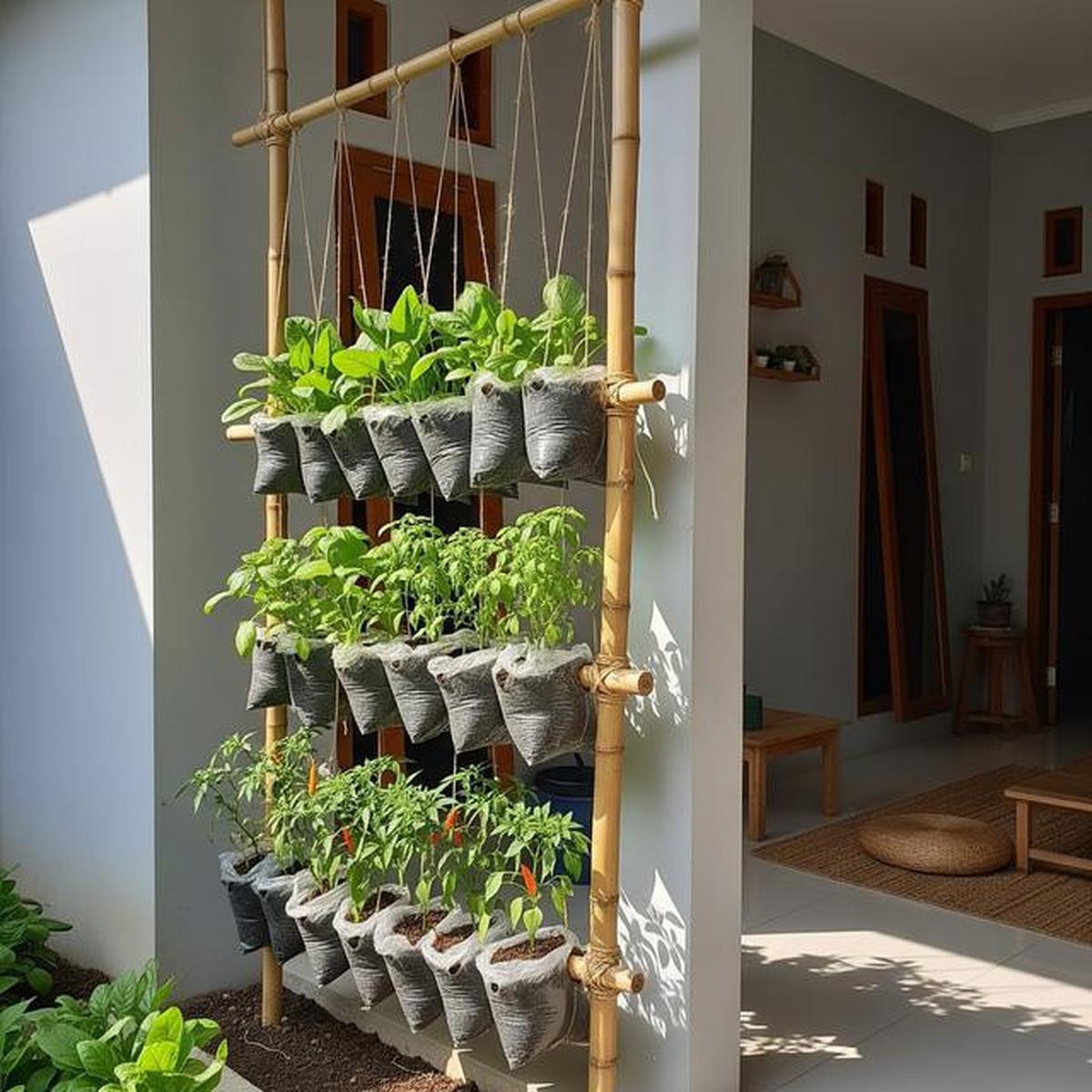 9 Desain Kebun Sayur Vertikal dari Kantong Kresek, Solusi Mandiri Pangan di Lahan Sempit