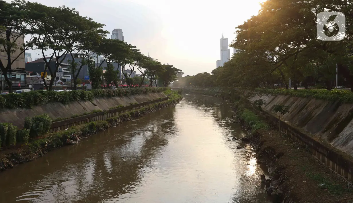 Sampah, serta limbah dari berbagai tempat dibuang di Sungai Ciliwung. (Liputan6.com/Herman Zakharia)