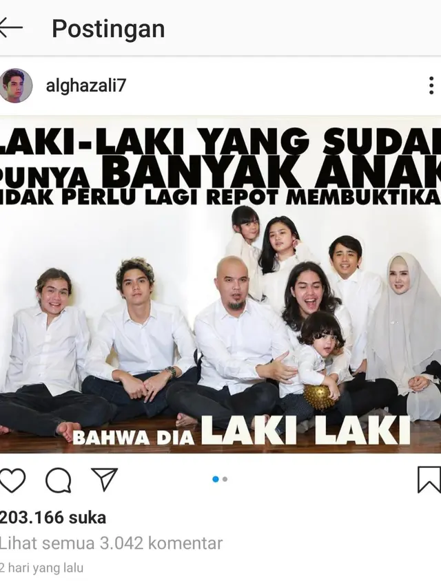 Unggahan Al Ghazali. (Foto: Instagram @alghazali7)