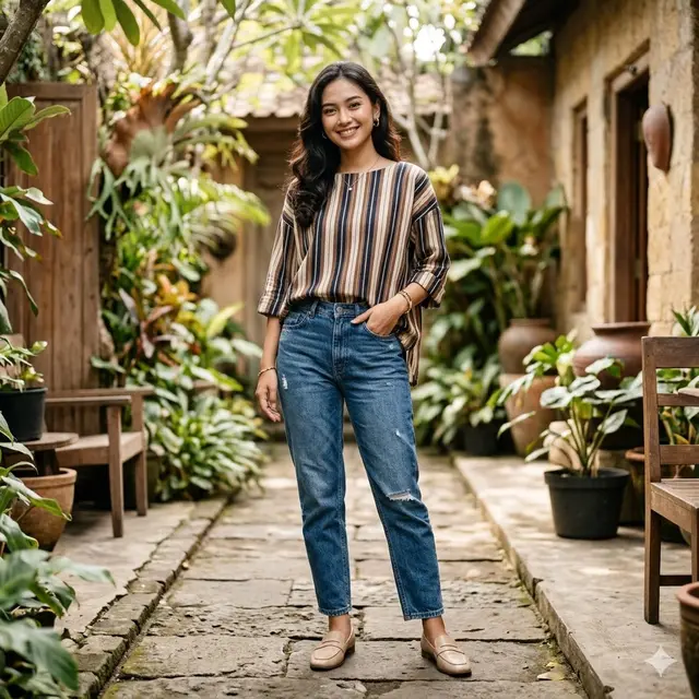 Model Baju Lurik Casual untuk Wanita
