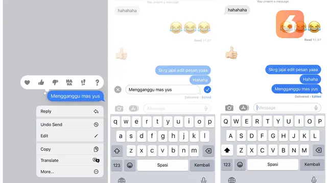 Mengubah pesan di iMessage