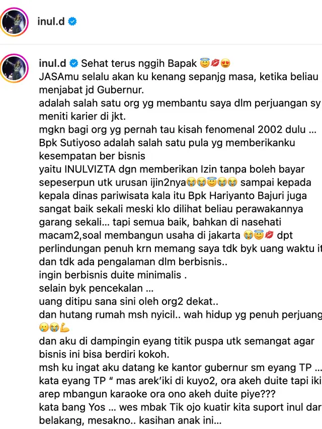 Unggahan Inul Daratista. (Foto: Dok. Instagram @inul.d)