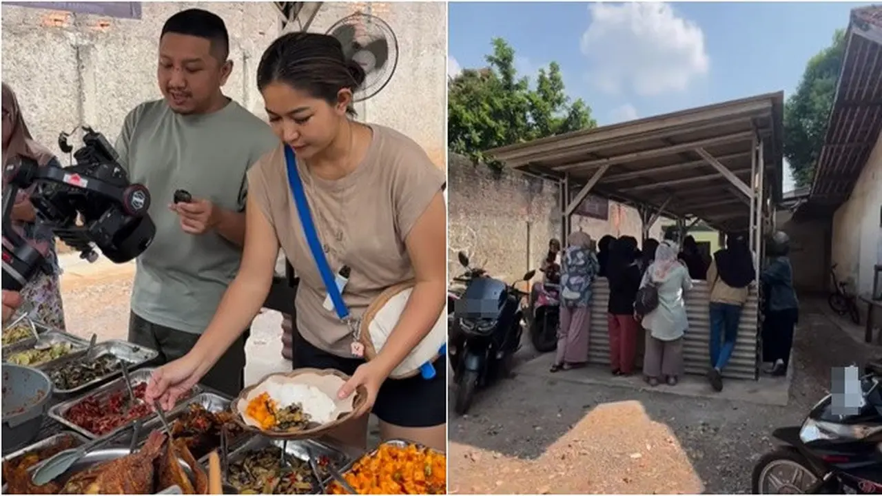 6 Potret Istri Young Lex Jual Makanan ala Warung Sunda, Ramai Diserbu Pembeli