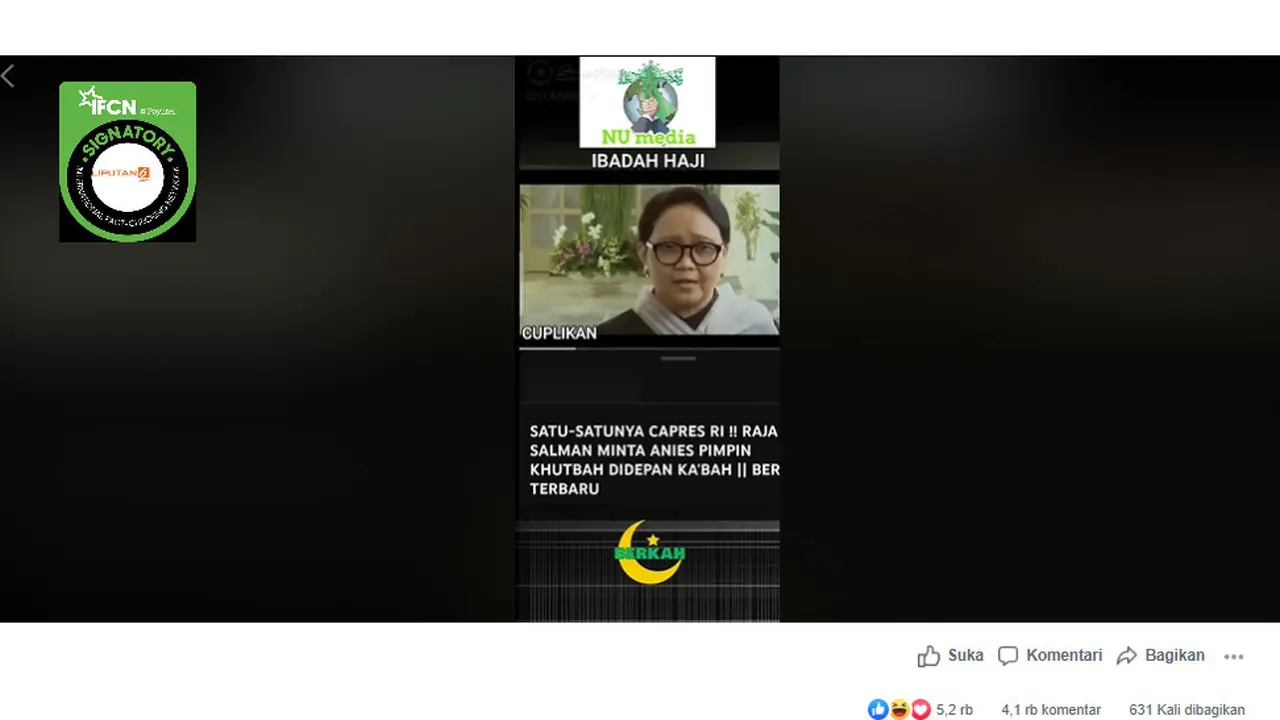 Tangkapan layar klaim video Anies Baswedan didaulat membaca khutbah di depan Ka'bah