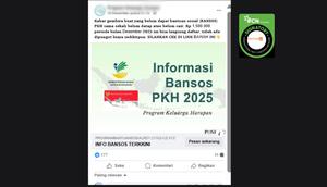 Tangkapan layar klaim link pendaftaran untuk mendapatkan bansos PKH periode Desember 2025 yang beredar di medsos.