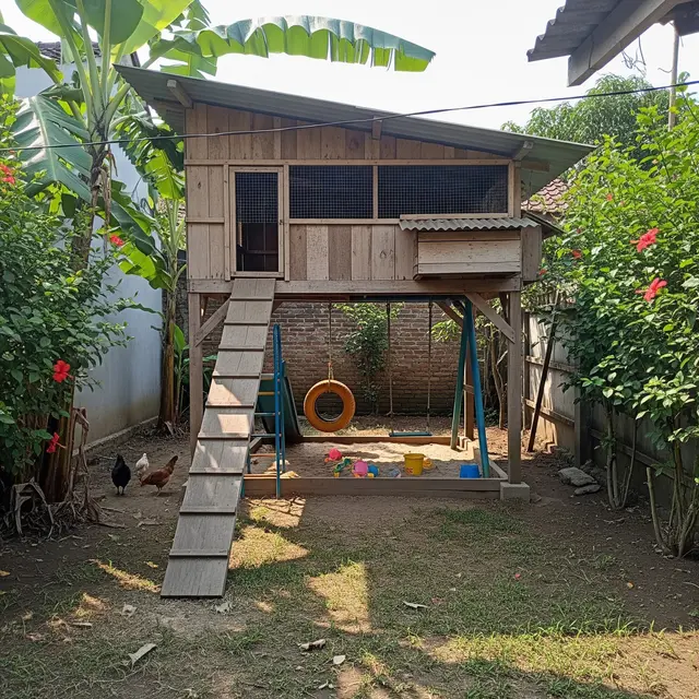 9 Model Kandang Ayam dengan Playground Agar Ayam Aktif dan Sehat