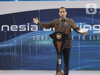 Presiden Joko Widodo memberi sambutan saat menghadiri Indonesia Banking Expo (IBEX) 2019 di Jakarta, Rabu (26/11/2019). IBEX 2019 untuk memberi rekomendasi terkait konsolidasi keuangan dan bisnis fintech guna menciptakan ekosistem keuangan yang kuat, efektif dan efisien. (Liputan6.com/Angga Yuniar)