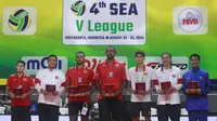 Timnas voli putra Indonesia meraih penghargaan Best Outside Hitter lewat Farhan Halim dan Dio Zulfikri jadi Best setter pada SEA V League 2024 putaran kedua di Yogyakarta. (foto: PP PBVSI)