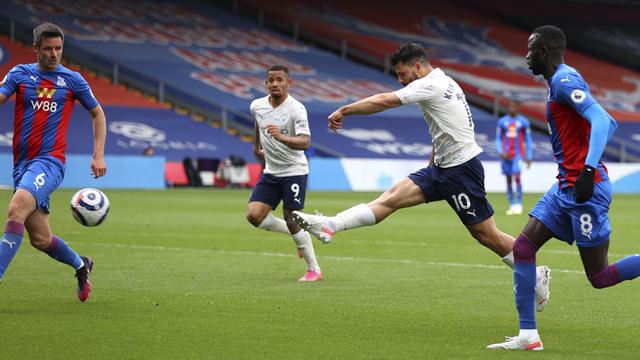 FOTO: Menang 2-0 atas Crystal Palace, Manchester City Butuh 2 Poin Lagi untuk Pastikan Gelar Juara Liga Inggris - Sergio Aguero