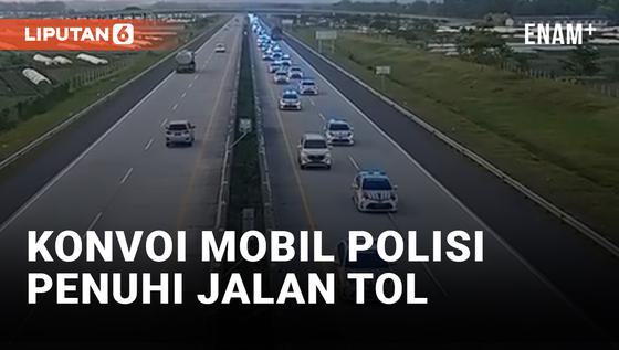 VIDEO: Ngeri, Konvoi Ratusan Mobil Polisi Padati Jalan Tol