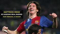 Video Lionel Messi saat pertama kali mencetak hattrick bersama Barcelona yang terjadi pada laga melawan Real Madrid, 10 Maret 2007 silam.