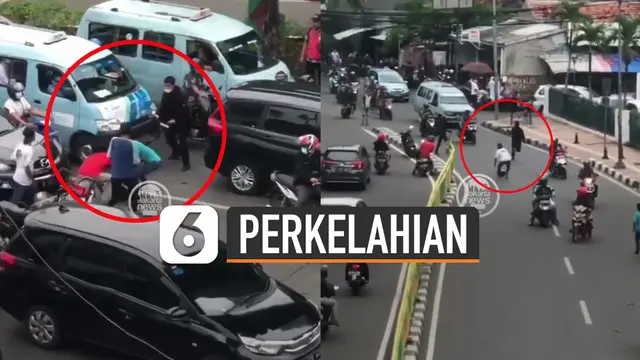 Beredar video perkelahian antar beberapa pria di Perempatan Slipi Jalan Palmerah Utara, Kelurahan Gelora, Tanah Abang, Jakarta Pusat.