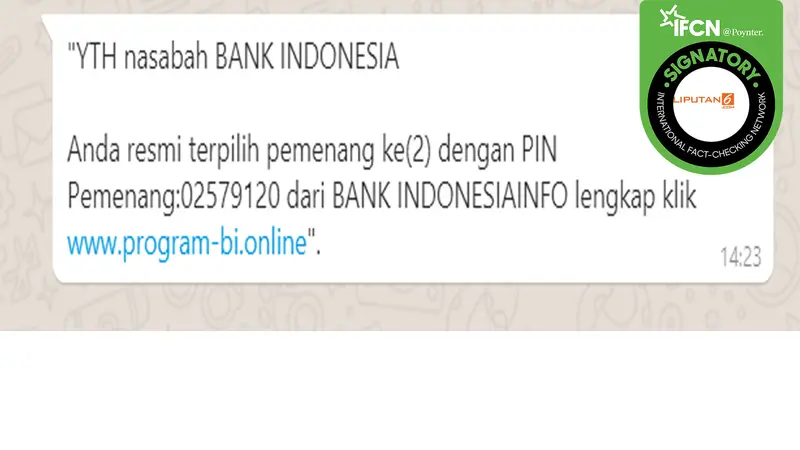 Hoaks undian dari Bank Indonesia