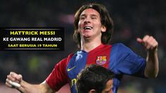 Video Lionel Messi saat pertama kali mencetak hattrick bersama Barcelona yang terjadi pada laga melawan Real Madrid, 10 Maret 2007 silam.