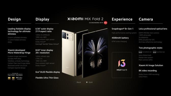 <p>Spesifikasi Mix Fold 2 yang baru saja diumumkan. (Doc: Xiaomi)</p>