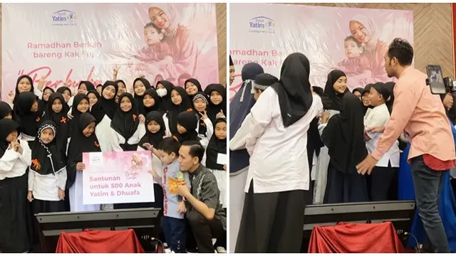 6 Momen Fuji Santuni 500 Anak Yatim, Tak Kuasa Tahan Tangis Ingat Gala