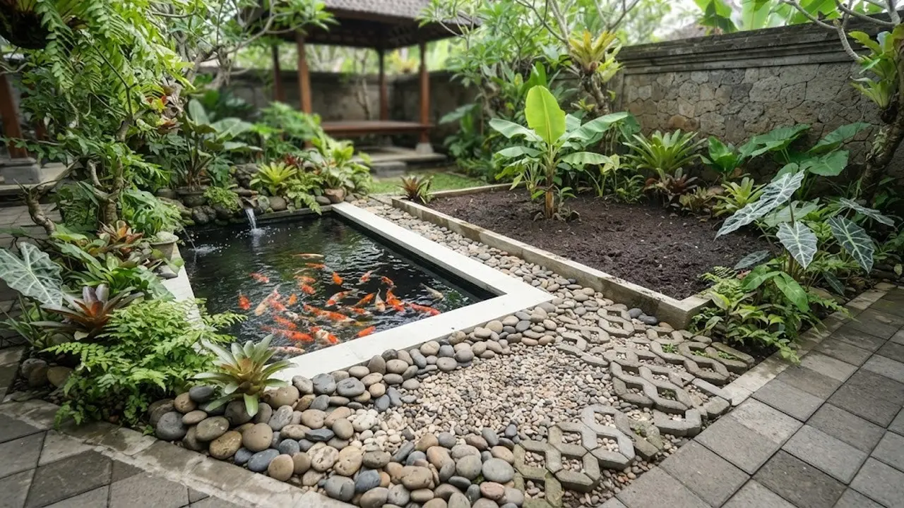 Cara Menggabungkan Kolam Ikan dan Kebun tanpa Membuat Halaman Becek